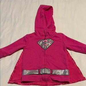 Girls' Pink Supergirl Hoodie Sweatshirt with Cape